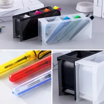 

4 Grid Desktop Storage Container Pen Holder Pencil Makeup Brush Cosmetic Storage Large Capacity Organizer Box for rulers pencils
