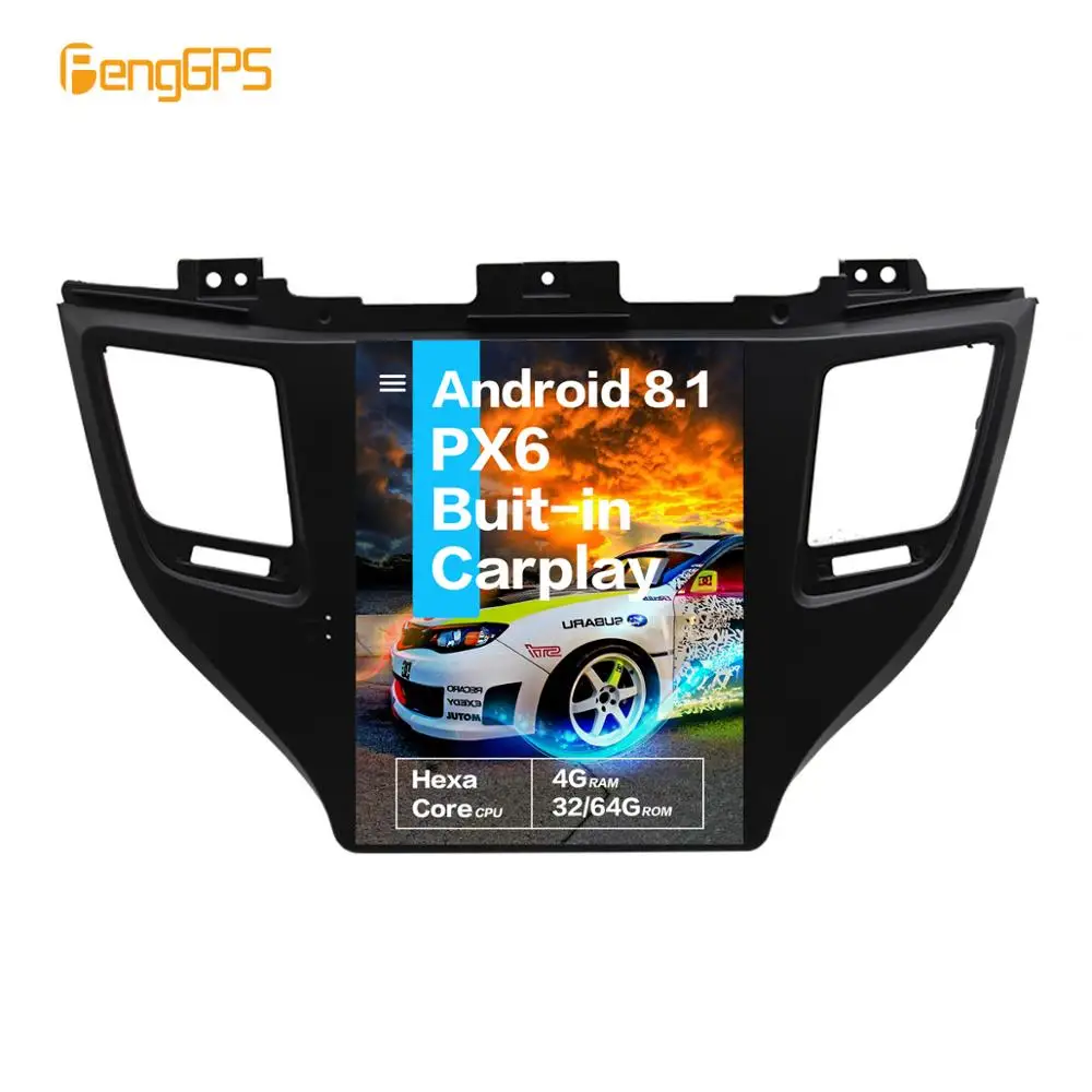 10,4 ''Tesla Android 8,1 PX6 4 Гб+ 32 ГБ, голосовое управление встроенный CARPLAY автомобильный радиоприемник для hyundai Tucson 2018GPS навигации