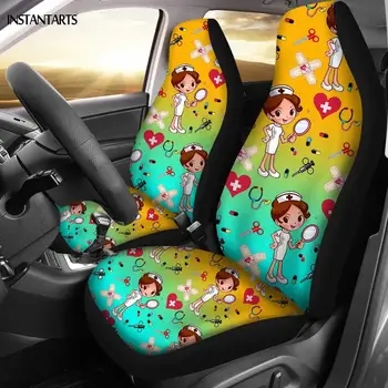 

INSTANTARTS Gradient Orange and Green Nurse Printed Car Seat Covers for Women Full Wrap All Year Use Fit Most Car Cushion Covers