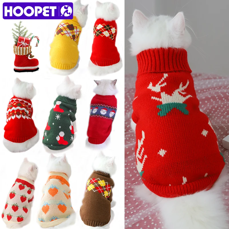 

Рождественская одежда для домашних животных HOOPET, одежда для рождественских кошек, хлопковая одежда для маленьких средних собак, жилет, руба...