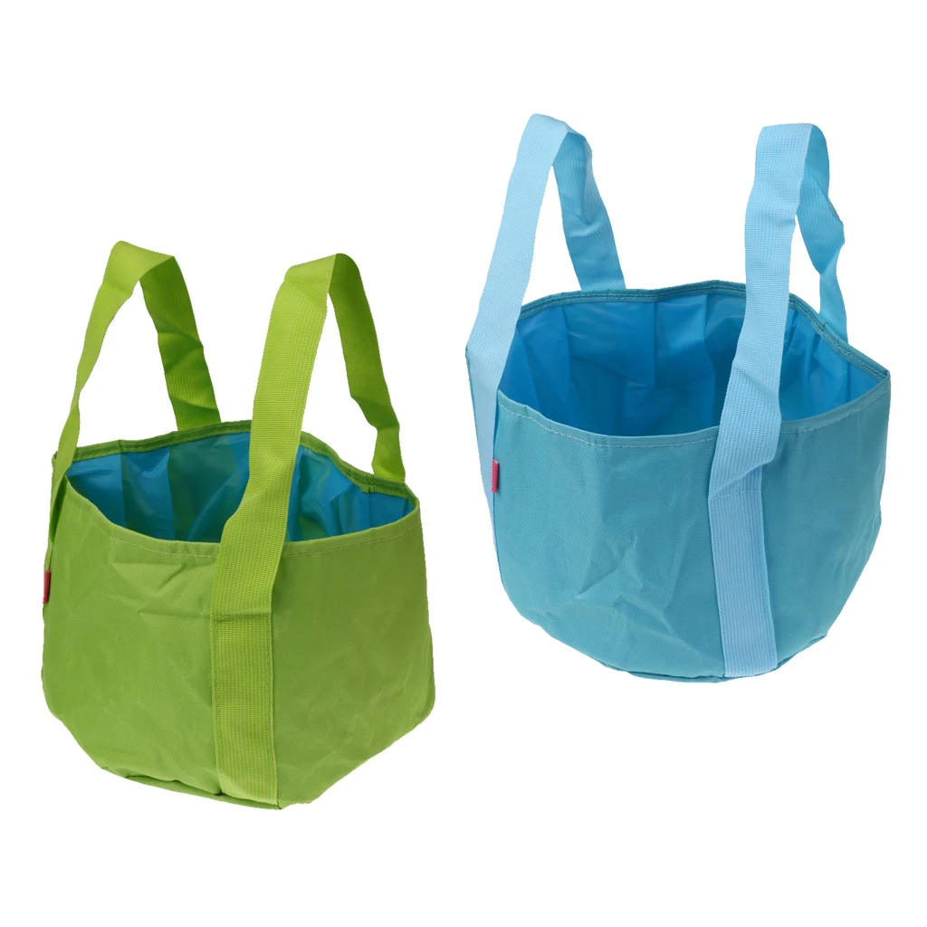 (2 Pieces) Folding Pail | Robust Sink Water Bucket, Size 15 Liters (blue + Green)