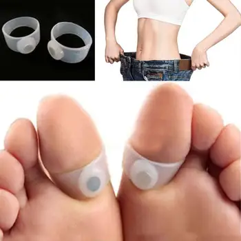 

1 Pair Magnetic Toe Ring Plastics and Magnets Practical Durable Corrector Lose Weight Fat Burner Silicone Foot Massager