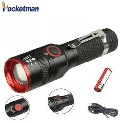 Lampe de poche étanche à lumière Led, Rechargeable par USB, Zoomable, torche 2021 avec câble USB, XML T6 lm, z40, nouveau, 18650 