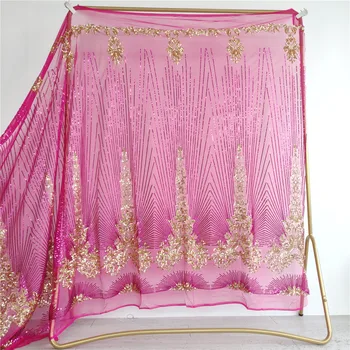 

African Sequined Net Lace Fabric 2020 Unique Design Lace With Embroidery For French Nigerian Sewing Clothing Sequins Tulle Lace