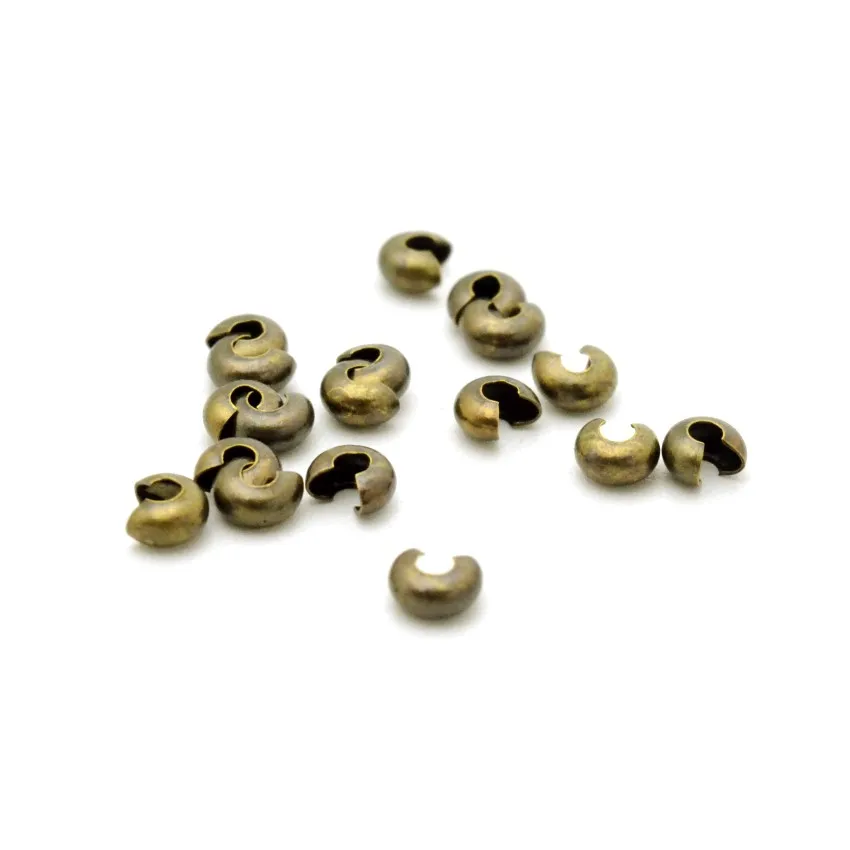 Ювелирная фурнитура для рукоделия 3 мм 4 мм 5 мм золото/серебро/бронза/серебристый металлический обжимной Конец Бусины для изготовления ювелирных изделий - Цвет: bronze