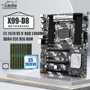 

JINGSHA X99 LGA2011-3 Motherboard set with Xeon E5 2678V3 CPU and 8*8GB=64GB DDR4 ECC REG RAM LGA2011-V3 V4 NVME M.2 Wifi Slot