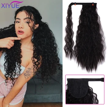 

Silky Long Afro Curly Corn Synthetic Clip in Drawstring Ponytail Hairpieces for Women Hair Extension High Temperature Fiber