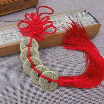 

2020 New Chinese Traditional Style Knot Good Lucky 5 Coins Tassel Pendant Home Car Universal Interior Hanging Decor Ornaments