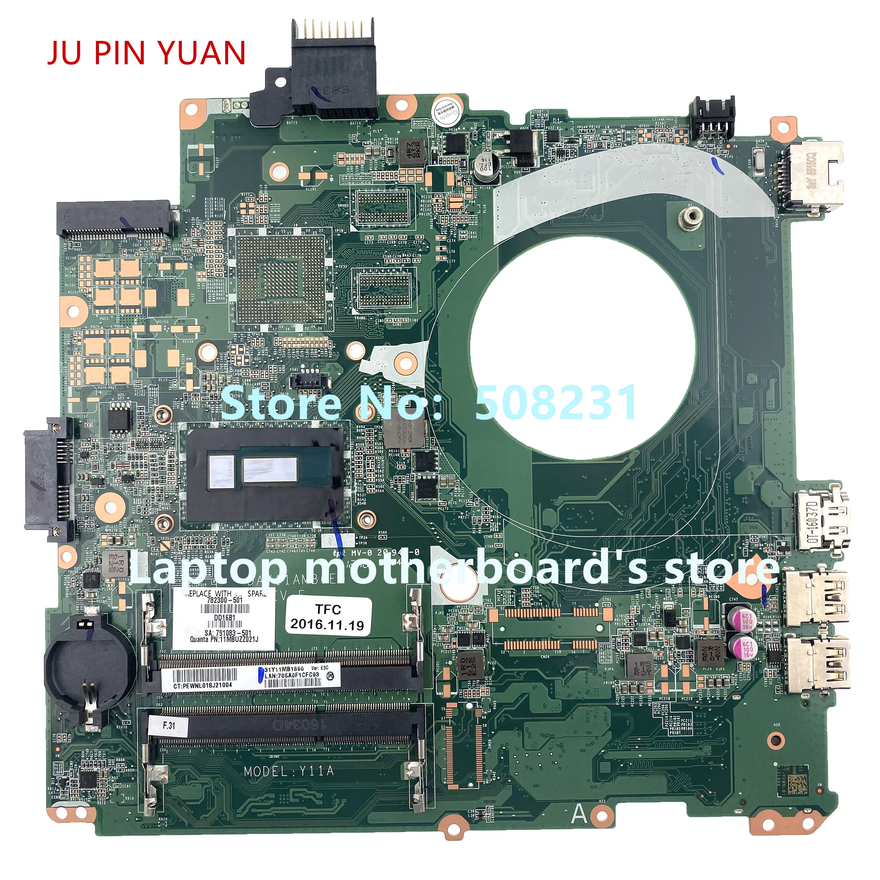 astounding  JU PIN YUAN 782300-501 782300-001 782300-601 for HP ENVY 14T-U 14-u NoteBook PC Laptop Motherboard 