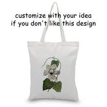 Цветок сумки из натуральной кожи Сумка-тоут сумка Применение канва для DIY хозяйственная сумка эко многоразовая утилизация характеристики ковриков с печатью под заказ, текстовый логотип на каждый день