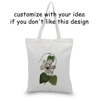

FLOWER Handbag Tote Bag Use DIY Canvas Shopping Bag Eco Reusable Recycle Custom Print Logo Text Daily