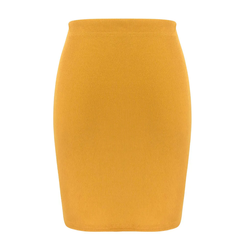 Yellow Новые однотонные женские сексуальные юбки уличная юбка с высокой талией spodnica Женская Повседневная полуюбка faldas jupe femme# C8 - Цвет: Yellow