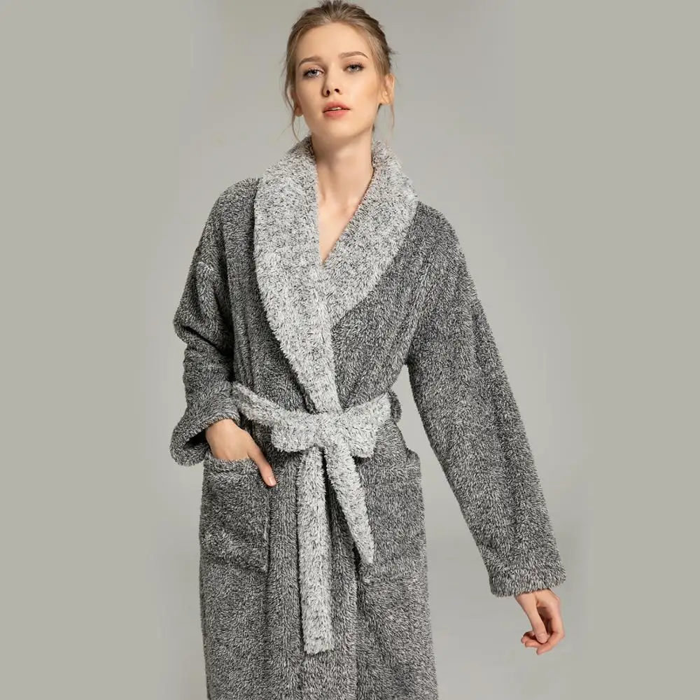 Men and Women Super Thick Winter Nightgown Extra Big Long Fluffy Bathrobe Loungewear Sleepwear