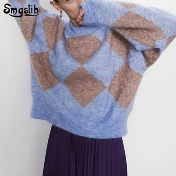 

2019 Knitted Women o-neck Sweater Pullovers spring Autumn Basic Women Sweaters Pullover Casual sweet Fit Geometric elements top