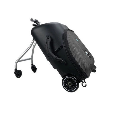 Небольшой персонализированный багаж для детей может сидеть и кататься на тележке Багаж детская коляска ленивый чемодан может доска - Цвет: black