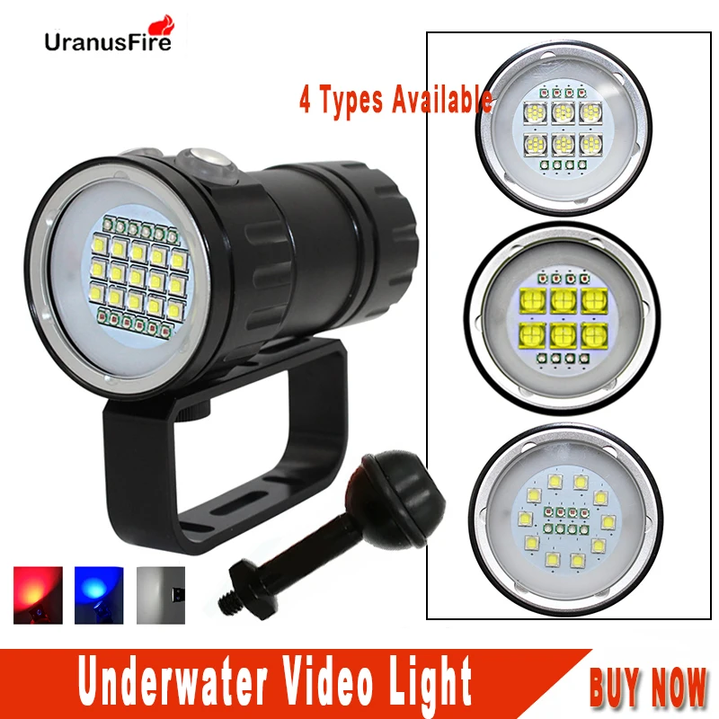 Uranusfire LED waterproof diving flashlight video light XHP70 XM-L2 Photography torch underwater video lighting for diving xhp90 video fill light diving depth 80m flashlight underwater xm l2 blue white red photography video camera torch lighting