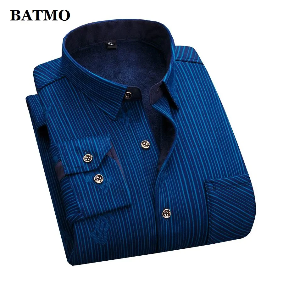 BATMO Новое поступление зимние высококачественные толстые повседневные рубашки в клетку мужские теплые рубашки с принтом Большие размеры CS15 - Цвет: 828