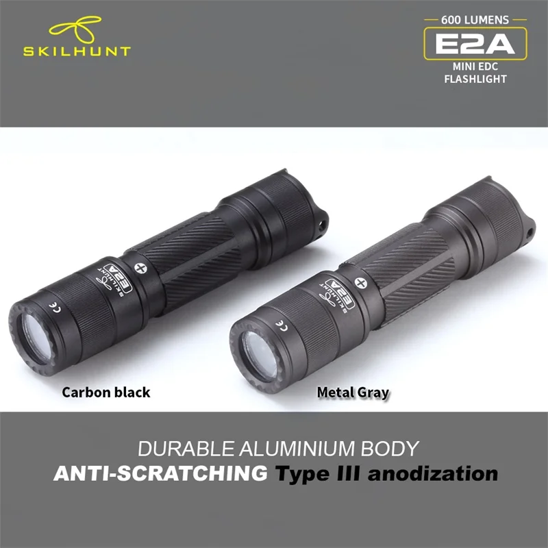 Компактный карманный мини фонарик Skilhunt E2A 14500 / AA 600 люмен светодиодный с ключом