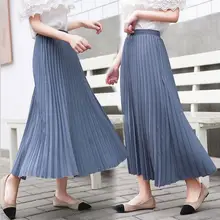Женская милая уличная плиссированная юбка весна-лето Новинка Женская эластичная талия миди трапециевидная юбка белый черный розовый желтый серый
