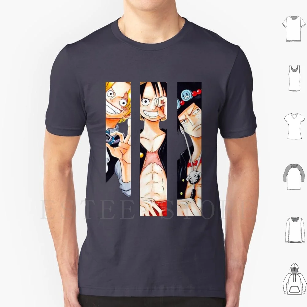 Maglietta Luffy , Sabo , Ace Stampa Cotone Luffy Sabo Ace Anime Manga Cool Luffy Pirati Teschio Luffy Anime E Manga King Of The