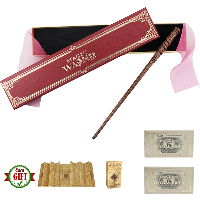 

Percy Weasly Metal Core Magic Wands Bellatrix Dumbledore Harried Magical Sticks Map and Ticket Pink Ribbon Box Birthday Gift
