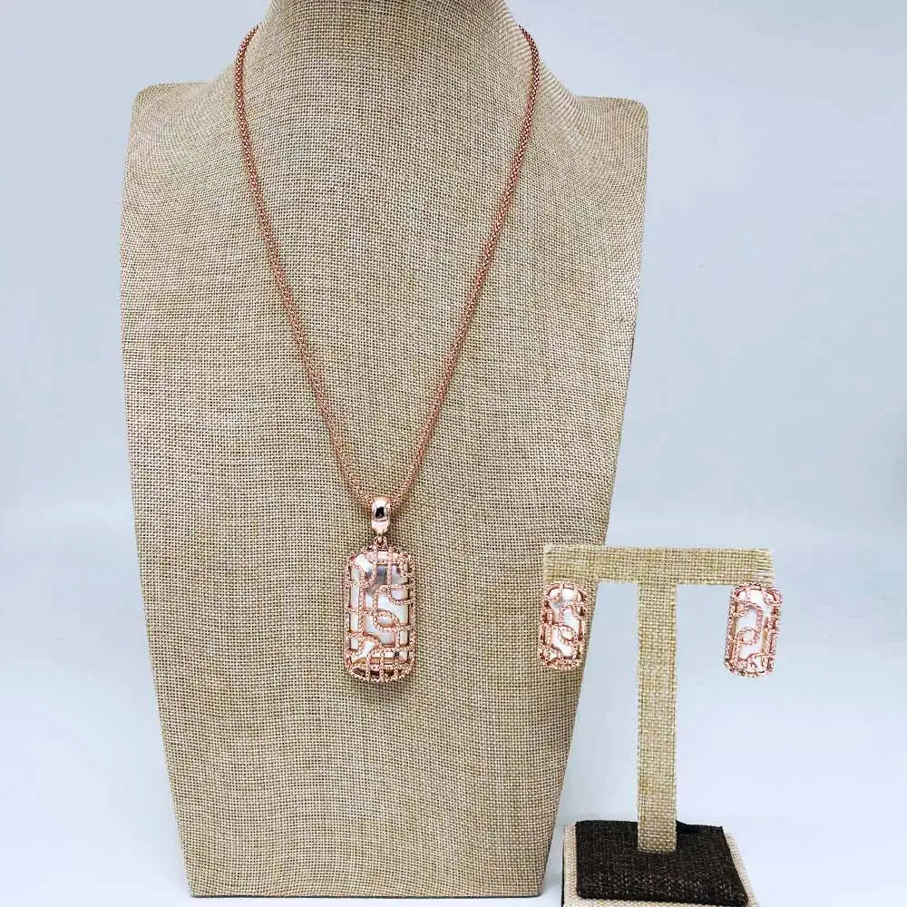 Viennois, новинка, розовое золото, набор украшений для женщин, цветочное ожерелье, серьги-гвоздики, вечерние ювелирные изделия