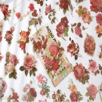 

600pcs/pack 6Designs Natural Plant Stickers Transparent PET Material Flowers Leaves Plants Deco Stickers free shipping