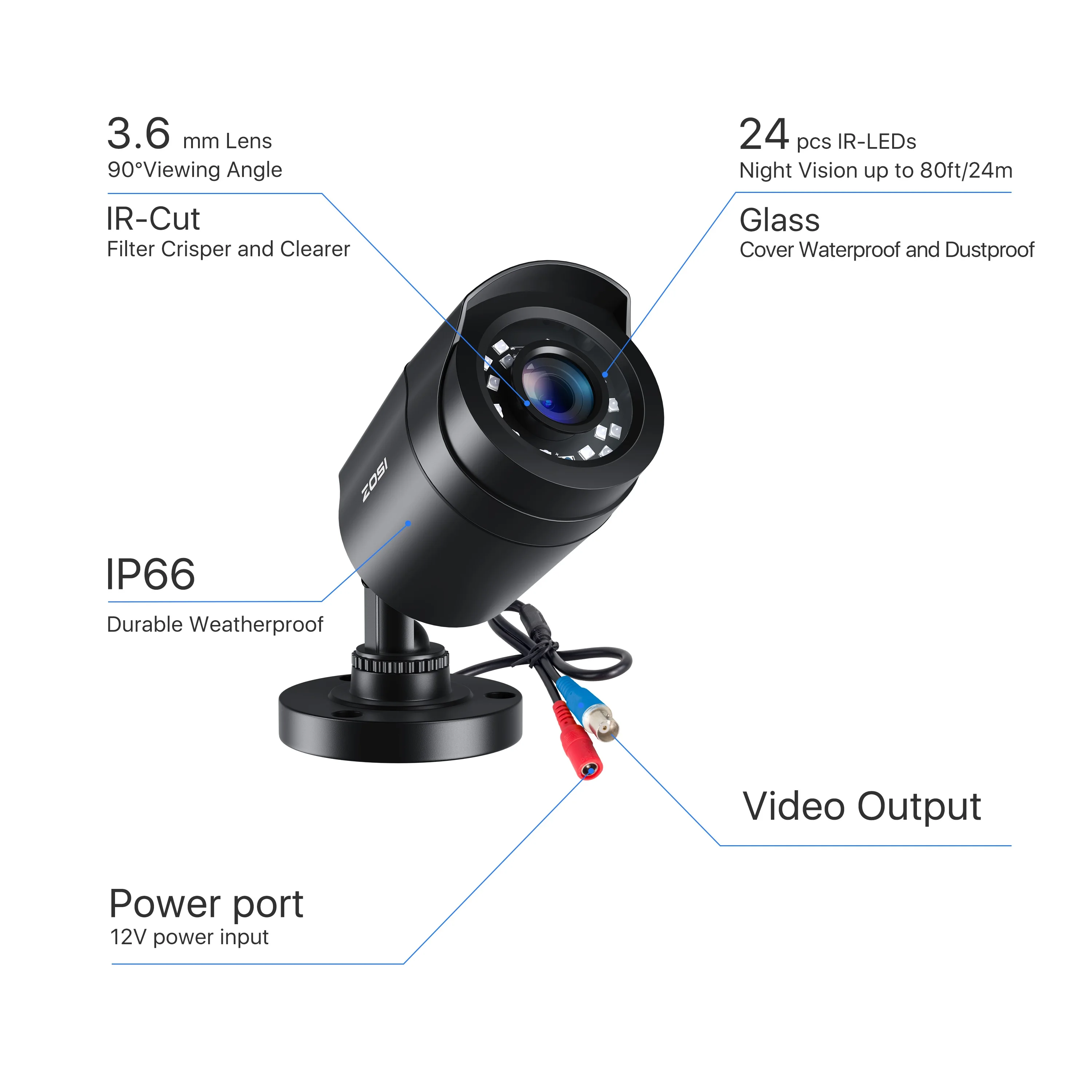 4pcs HD-TVI CCTV Surveillance Camera Kit 1080p 80ft Night Vision Outdoor Whetherproof