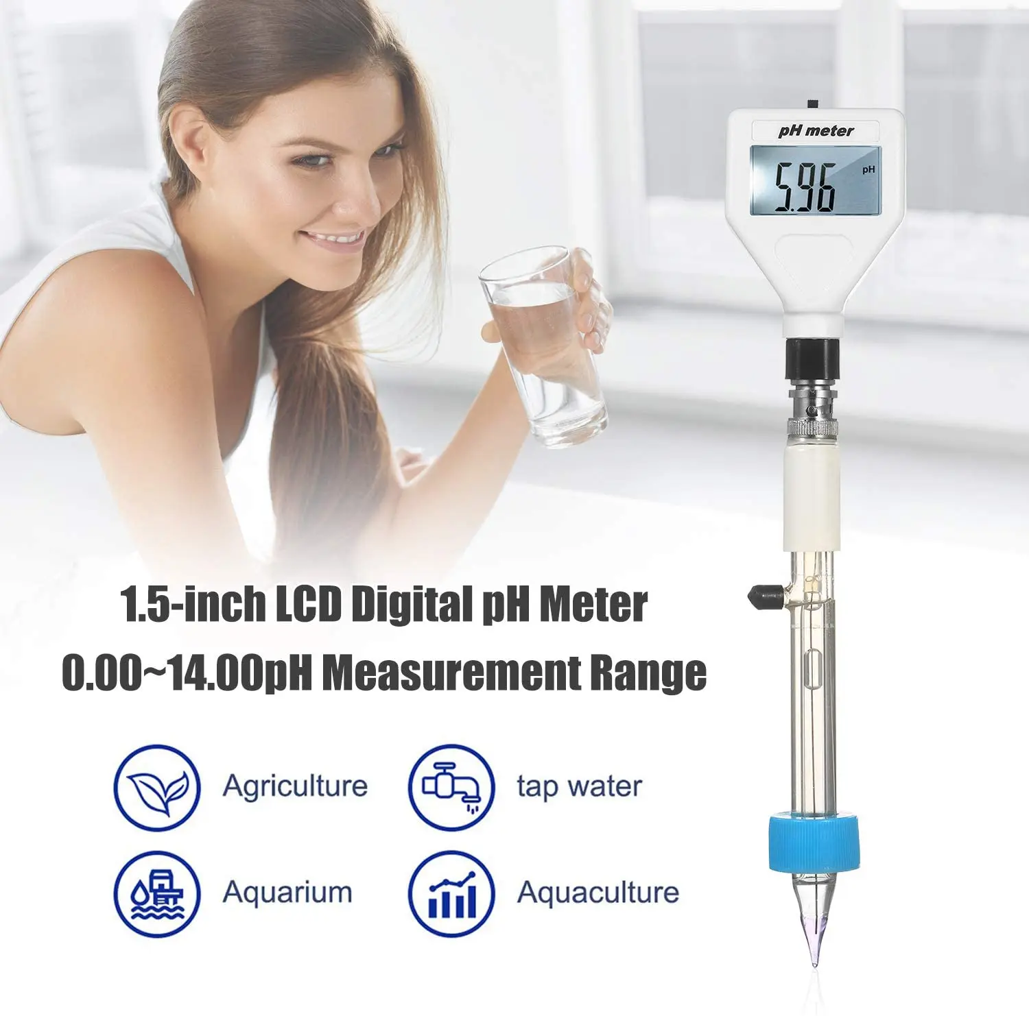 

Food PH Tester Digital PH Meat Meter Sharp Glass Electrode for Aquarium Water Milk Cheese Soil Analyzers Tools