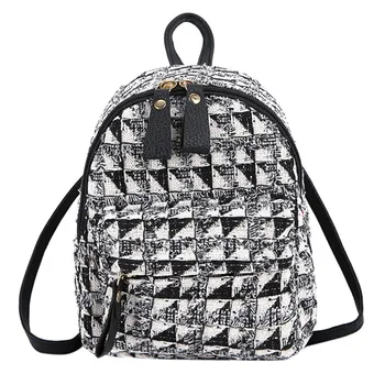 

Backpack Women's Outdoor Simple Zipper Contrast Color Wool Backpack Travel Bag Designer Luxury Zaino da donna 2019 Fashion #30