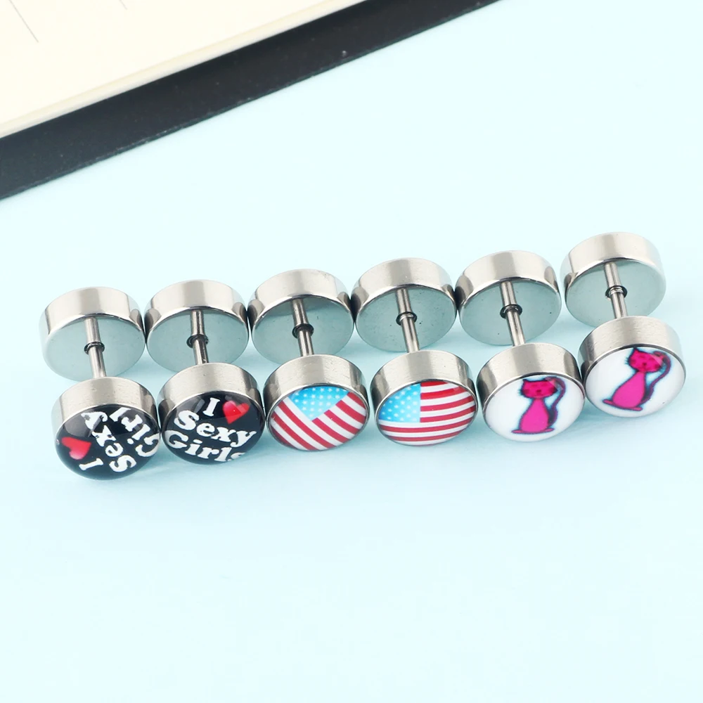 Fake Cheater Ear Tunnel Plugs Piercing Barbell Unisex Stud Earring Stainless Steel piercing jewelry body piercing jewelry body jewelry ear piercing jewelry body piercing earrings metal jewelry ear studs