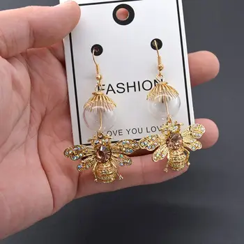 

Gold Tone Dinosaur Cupid Pendant Drop Earrings Honey Bee Bumble Animal Dangle Drop Earrings Cute Jewelry for Women Girls