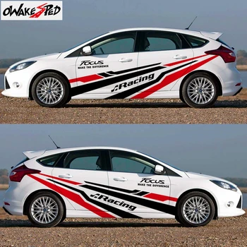 

1Set Car stickers For-Ford Focus Racing Sport Styling Car Both Side Door Stripes Decor Stickers Auto Body Vinyl Decals