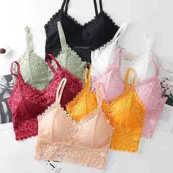 

Sexy Lace Bra for Women Wirefree Lingerie Bh Deep V Bralette Push Up U-Back Brassiere Female Fashion Underwear Intimates Tops #F