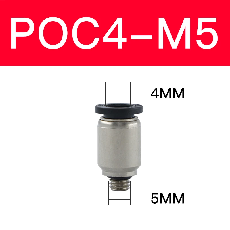 1 шт. высокое качество мини Тип фитинги POC 4 мм 6 мм, M3 M5 1/" bsp пневматические микро разъемы цилиндрический шестигранный разъем - Цвет: POC4-M5