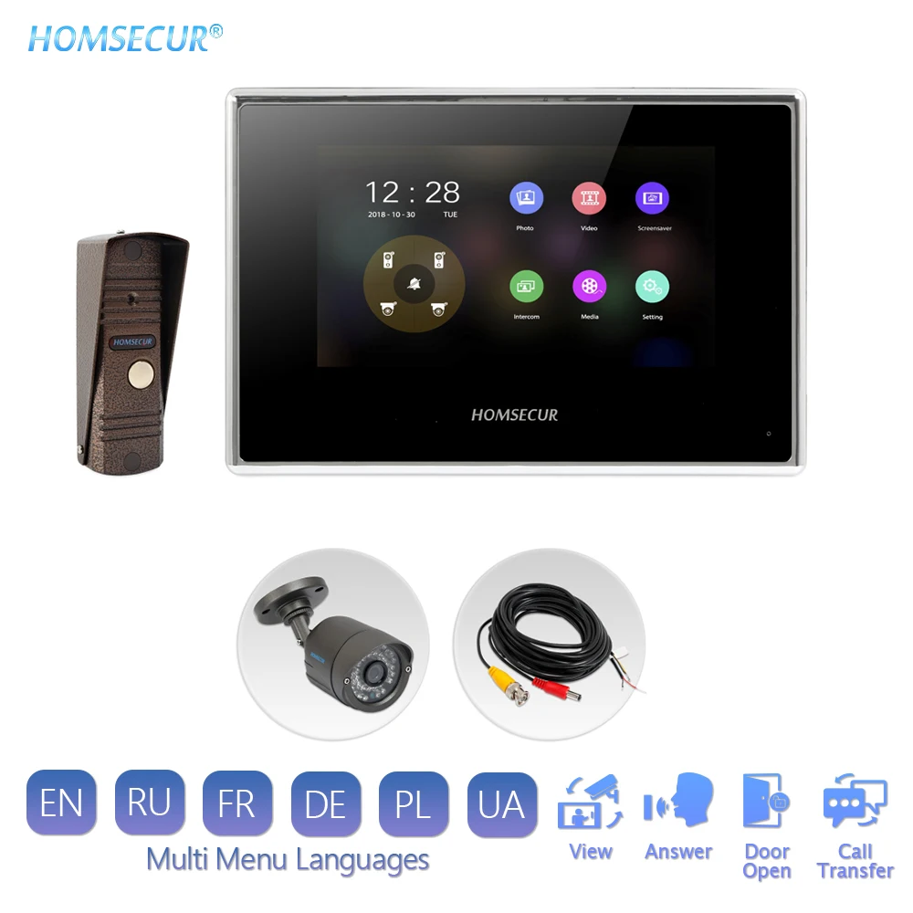 HOMSECUR 7 &quotHands free видеодомофон с режимом сна BC011HD C + BM718HD B|Видеодомофон| |