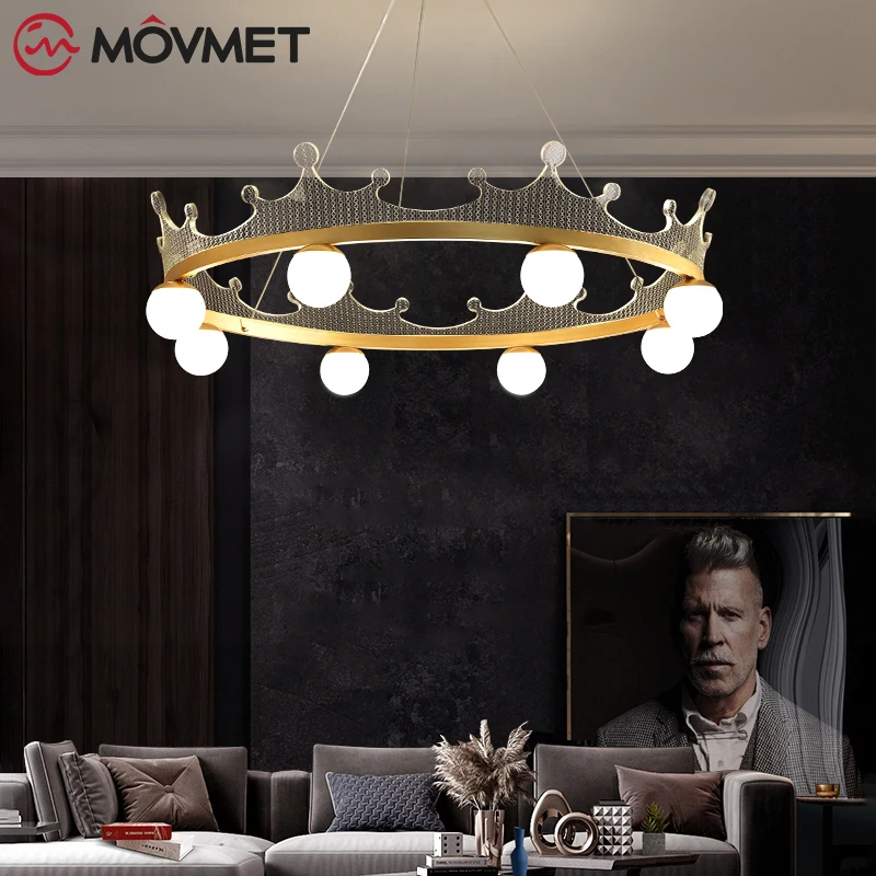 

Креативная светодиодный ная люстра в форме короны для столовой, гостиной, индивидуальный дизайн, светильник для спальни с дистанционным управлением