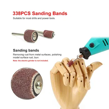 

New 338pcs Rotary Power Tool Sandpaper Grinder Grinding Wheel Pen Grinding Head Sanding Drum Kit Wood Work Reparing Tools