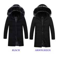 Зимняя длинная шапка и пуховое пальто, Мужская Толстая шерстяная куртка с воротником, черная большая хлопковая стеганая куртка, Мужская пуховая куртка, M-8XL