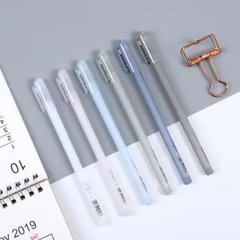 

JIANUWU 6pcs/set 0.38mm Simple frosted neutral pen Translucent Study gel pen black ink pen kawaii School supplies