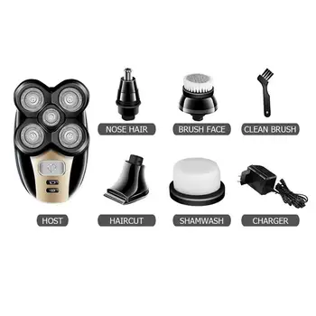 

Hair Razor Shaver Quick USB Rechargeable Wet Dry Rotary Shaver for Men with 4D Floating 5 Razor Head Cordless