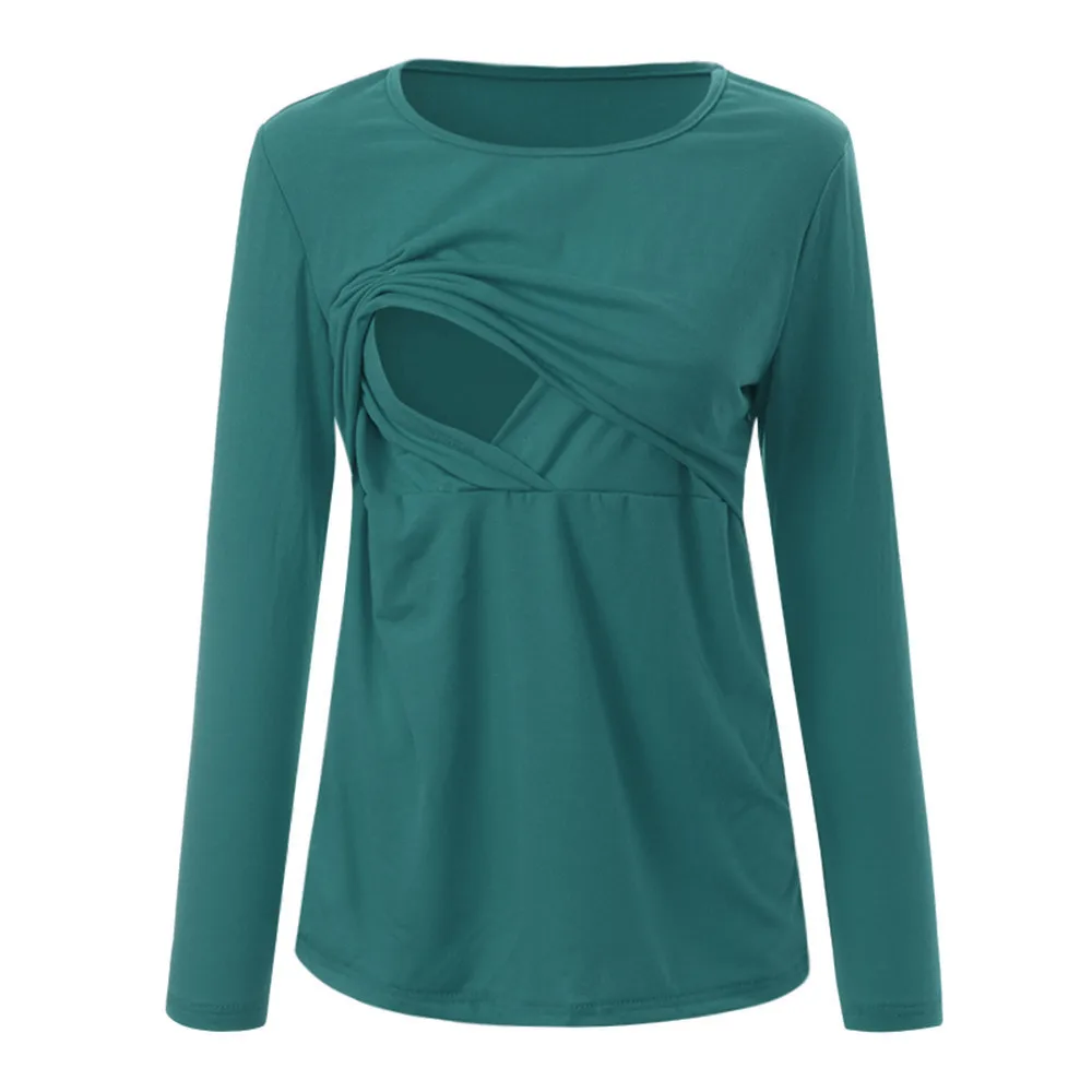 Одежда для грудного вскармливания; женские топы для беременных; Удобные однотонные футболки с длинными рукавами для грудного вскармливания; Повседневная футболка; ropa embarazada