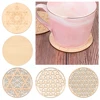 10/20cm  Log Color Chakra Pattern Coaster Wood Creative Round Edge Circles Carved Coaster Flower of life Natural Symbol Decor ► Photo 2/6