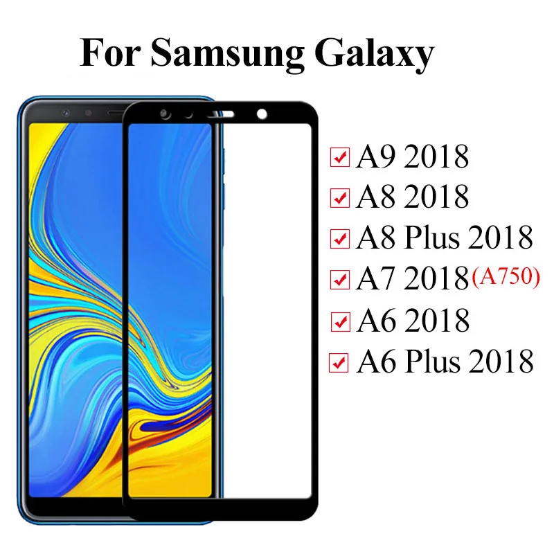 

Screen Protector on the For Samsung Galaxy A5 2017 A9 A7 2018 A8 A6 Plus 2018 Full Cover Tempered Protective Glass Ultra-thin