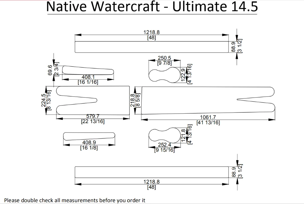 NIC Watercraft-Ultimate 14,5 Каяк Лодка EVA настил КОВРИКИ НАБОР 1/4"