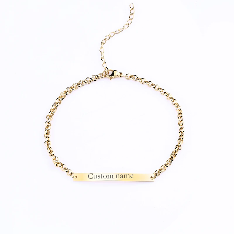 Индивидуальный браслет и браслеты индивидуальная именная табличка ID Имя римские браслеты для женщин ювелирные изделия из нержавеющей стали