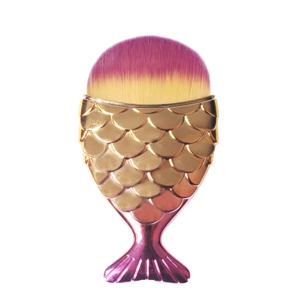 Multi-functional Fish Tail Gradient Color Soft Hair Nail Power Dust Cleaning Brush Manicures Tool