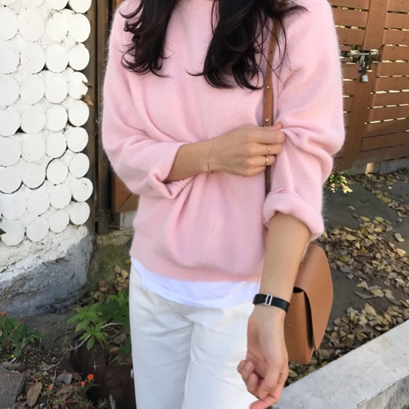 

Autumn Winter Harajuku Women Fashion Spring O-Neck Cashmere Sweater Pullovers Casual Knitwear Jumper