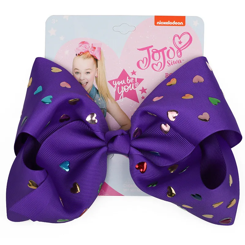 Банты для волос Jojo Siwa с зажимами Аллигатор шпильки блестками и сердечками модные