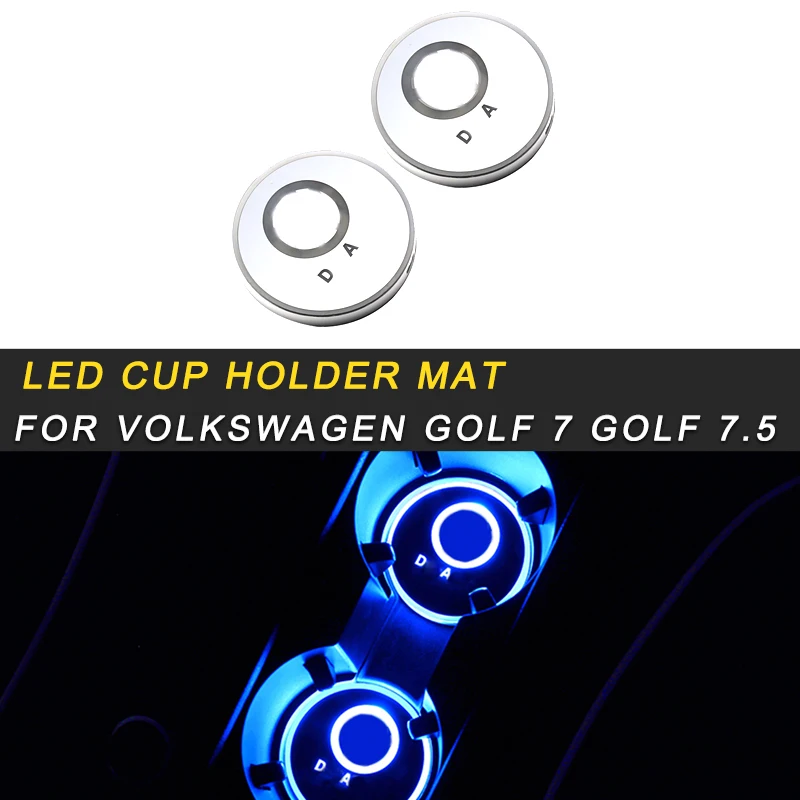 

For Volkswagen Golf 7 Golf 7.5 Car Styling LED Cup Holder Mat Protector Cover Trim Interior Accessories